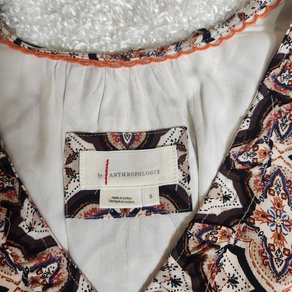 Anthropologie Tan Brown Boho V Neck Dress 100% VISCOSE - Picture 8 of 14